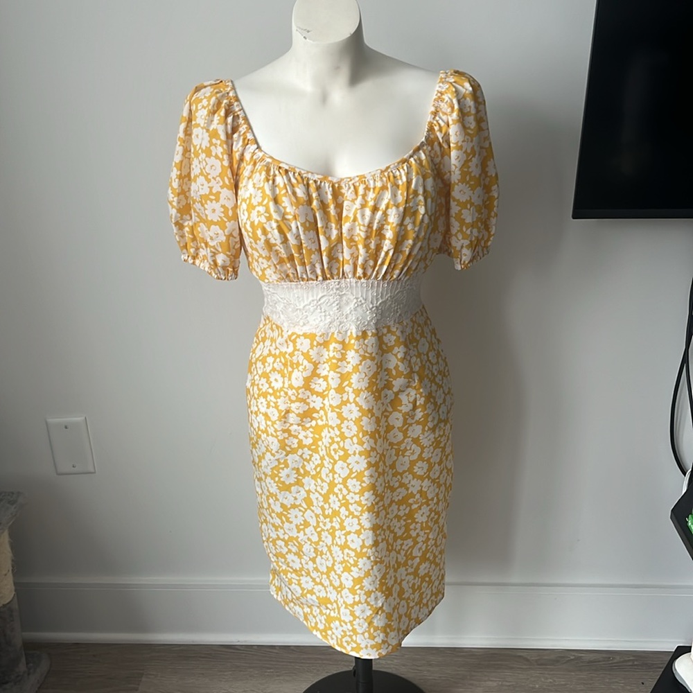 Yellow floral summer dress